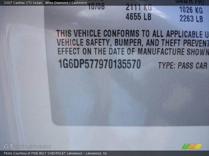White Diamond / Cashmere 2007 Cadillac CTS Sedan