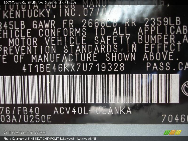 Aloe Green Metallic / Bisque 2007 Toyota Camry LE