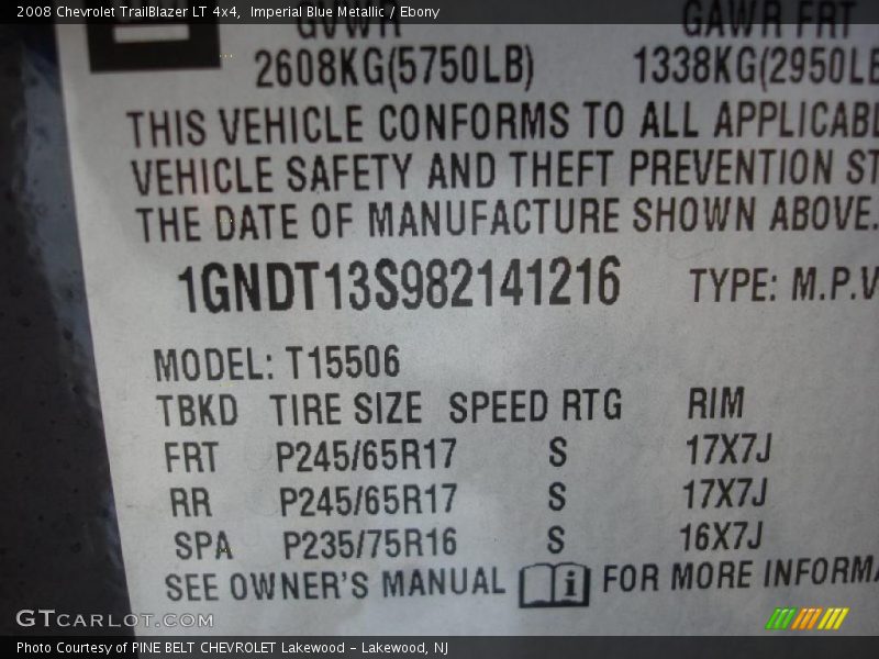 Imperial Blue Metallic / Ebony 2008 Chevrolet TrailBlazer LT 4x4