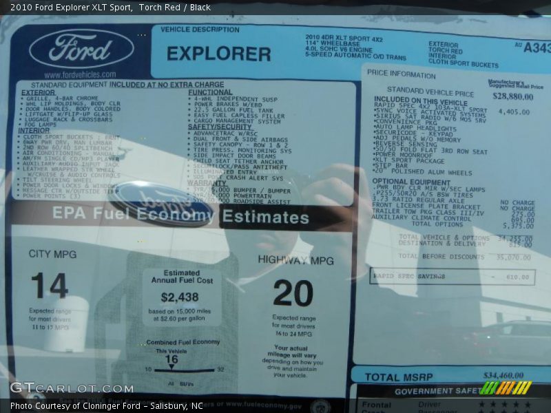Torch Red / Black 2010 Ford Explorer XLT Sport