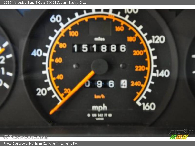 Black / Gray 1989 Mercedes-Benz S Class 300 SE Sedan