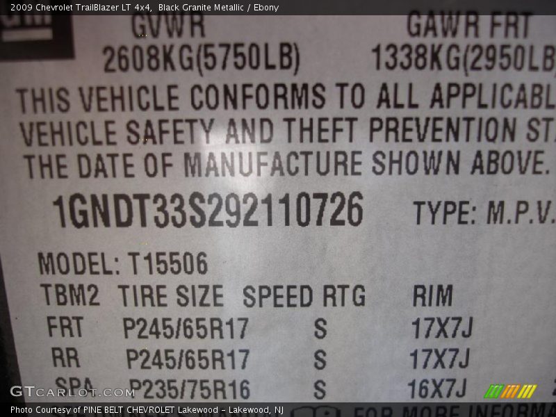 Black Granite Metallic / Ebony 2009 Chevrolet TrailBlazer LT 4x4