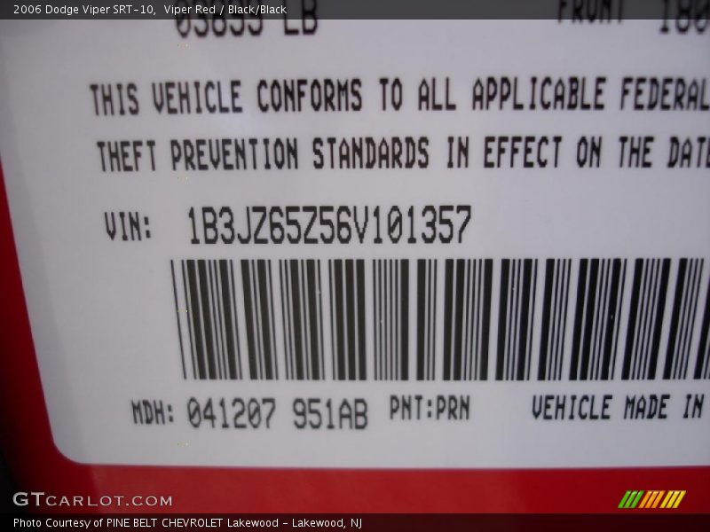 Viper Red / Black/Black 2006 Dodge Viper SRT-10