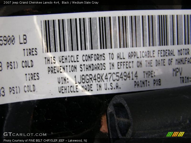 Black / Medium Slate Gray 2007 Jeep Grand Cherokee Laredo 4x4
