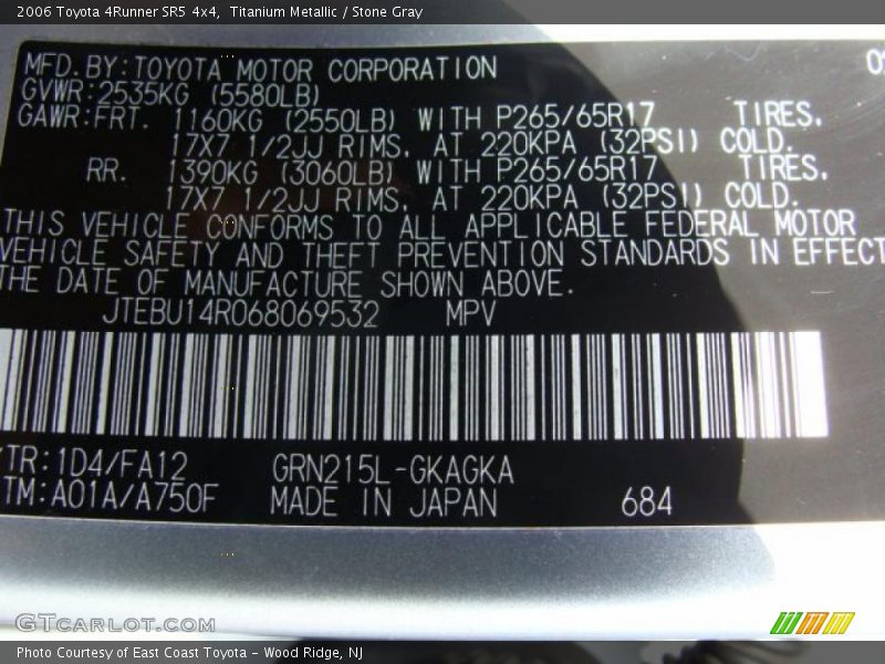 Titanium Metallic / Stone Gray 2006 Toyota 4Runner SR5 4x4