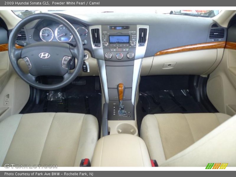 Powder White Pearl / Camel 2009 Hyundai Sonata GLS