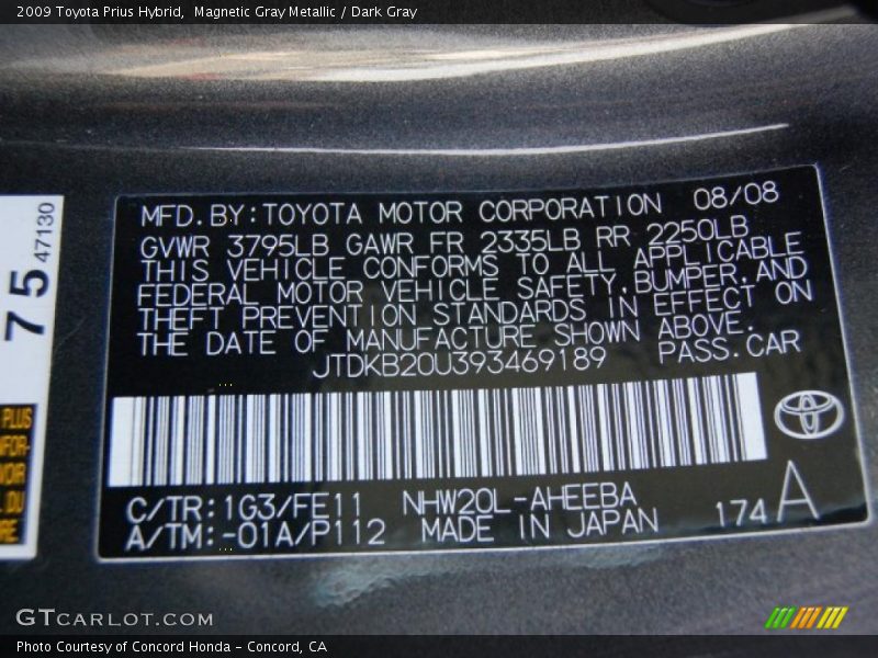 Magnetic Gray Metallic / Dark Gray 2009 Toyota Prius Hybrid