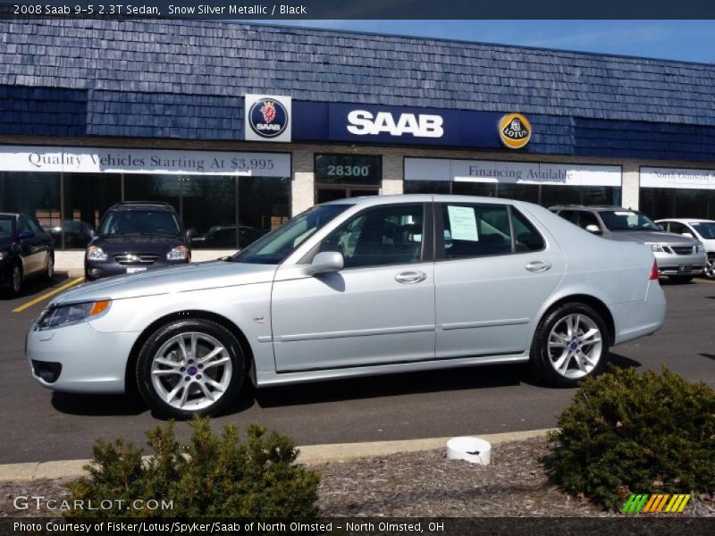 Snow Silver Metallic / Black 2008 Saab 9-5 2.3T Sedan