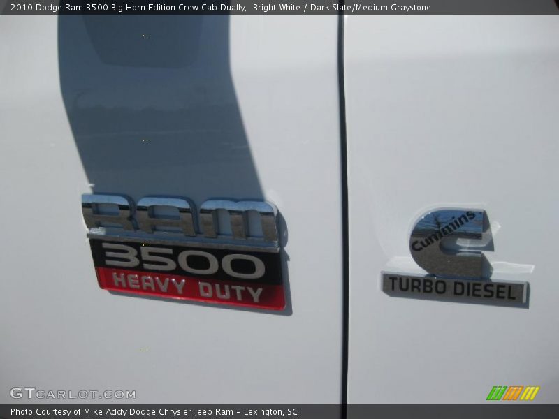 Bright White / Dark Slate/Medium Graystone 2010 Dodge Ram 3500 Big Horn Edition Crew Cab Dually