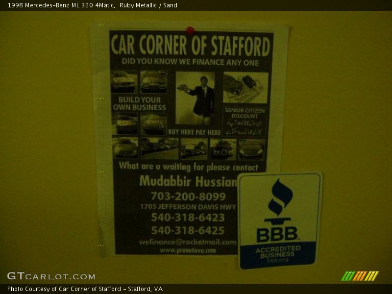 Ruby Metallic / Sand 1998 Mercedes-Benz ML 320 4Matic