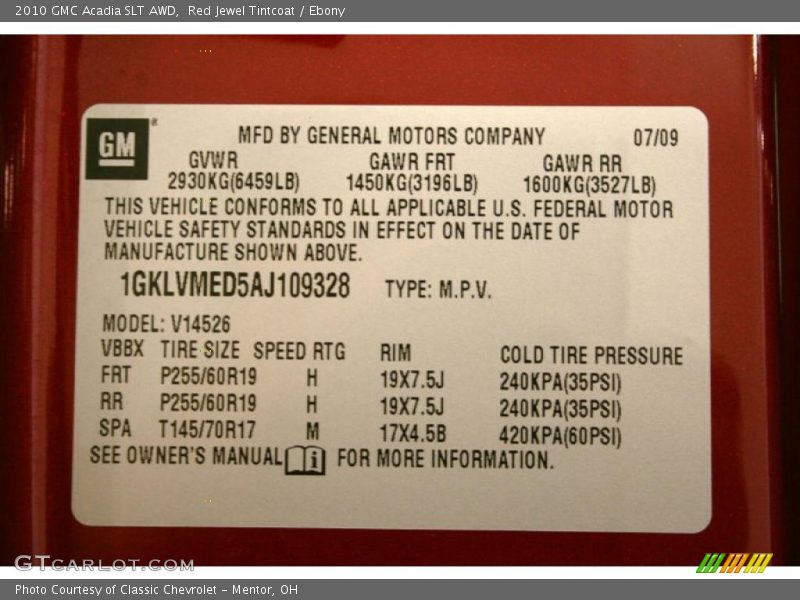 Red Jewel Tintcoat / Ebony 2010 GMC Acadia SLT AWD