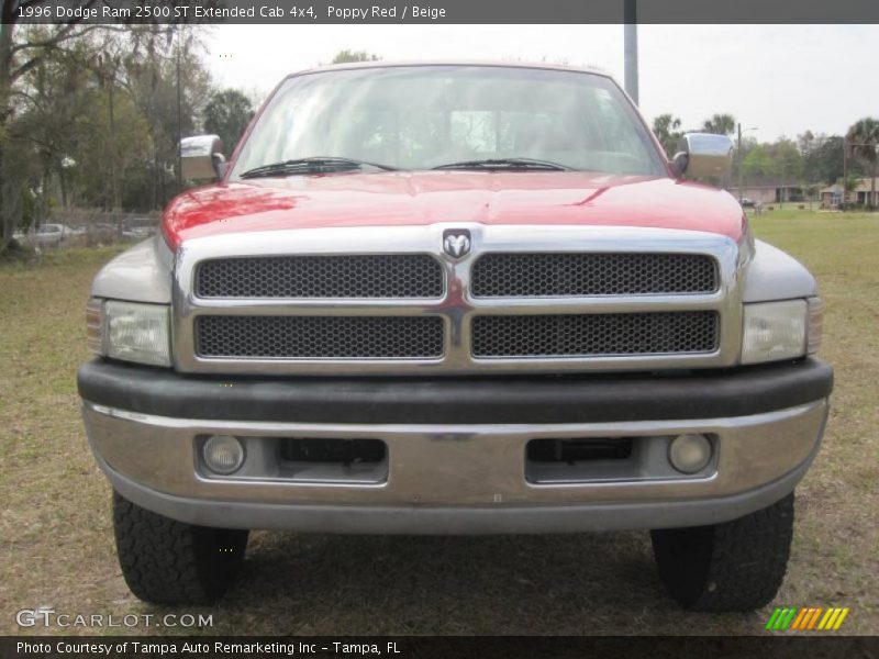 Poppy Red / Beige 1996 Dodge Ram 2500 ST Extended Cab 4x4