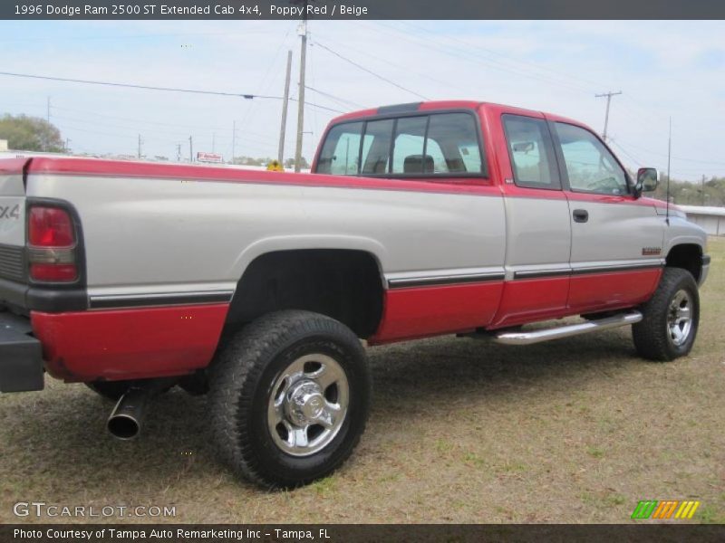 Poppy Red / Beige 1996 Dodge Ram 2500 ST Extended Cab 4x4