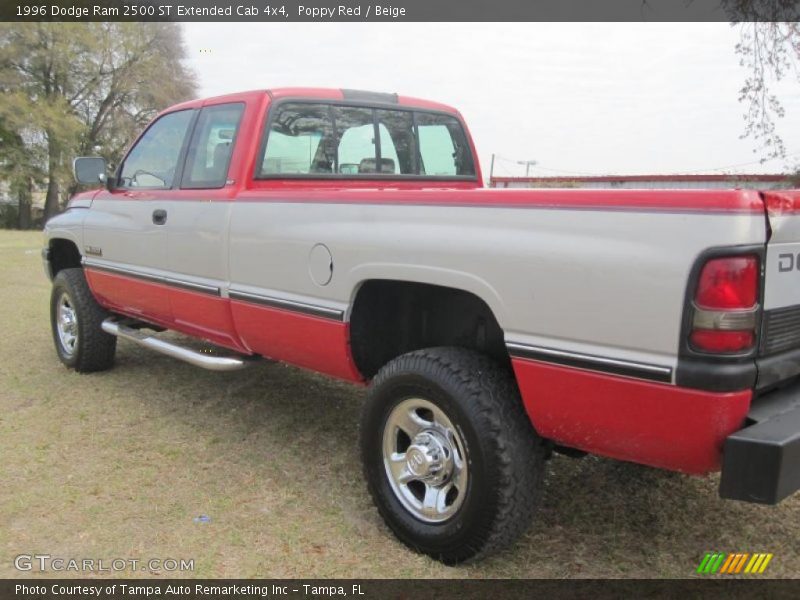 Poppy Red / Beige 1996 Dodge Ram 2500 ST Extended Cab 4x4