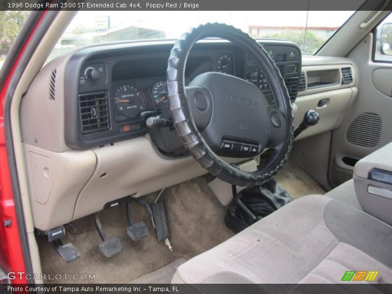 Poppy Red / Beige 1996 Dodge Ram 2500 ST Extended Cab 4x4