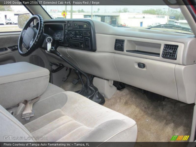 Poppy Red / Beige 1996 Dodge Ram 2500 ST Extended Cab 4x4