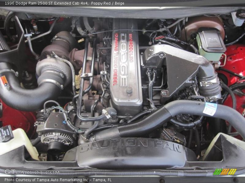 Poppy Red / Beige 1996 Dodge Ram 2500 ST Extended Cab 4x4
