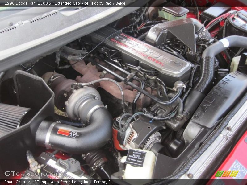 Poppy Red / Beige 1996 Dodge Ram 2500 ST Extended Cab 4x4