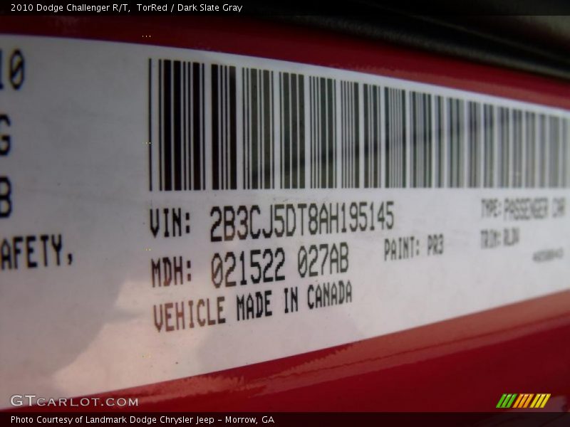 TorRed / Dark Slate Gray 2010 Dodge Challenger R/T
