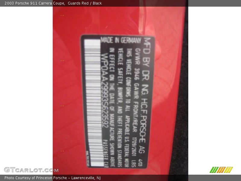 Guards Red / Black 2003 Porsche 911 Carrera Coupe