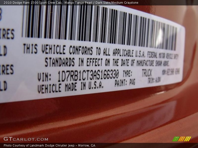 Mango Tango Pearl / Dark Slate/Medium Graystone 2010 Dodge Ram 1500 Sport Crew Cab