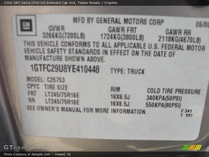 Pewter Metallic / Graphite 2000 GMC Sierra 2500 SLE Extended Cab 4x4