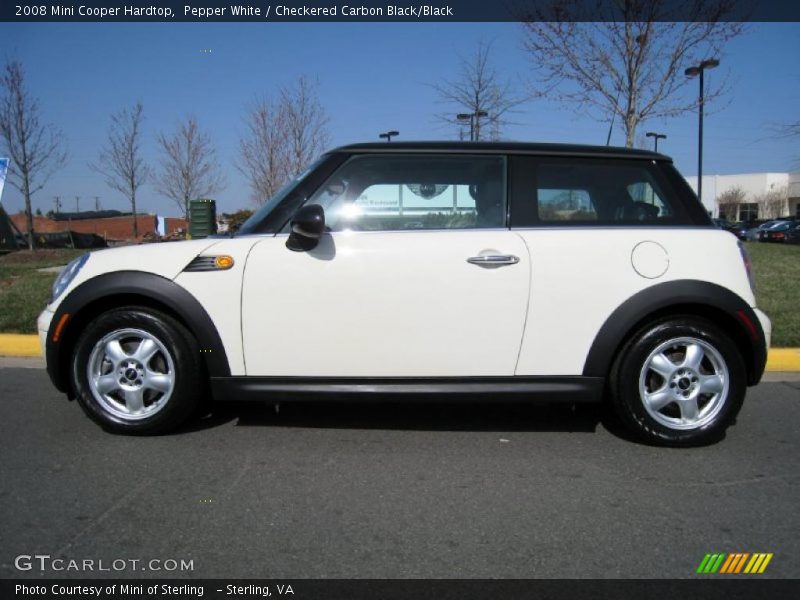Pepper White / Checkered Carbon Black/Black 2008 Mini Cooper Hardtop