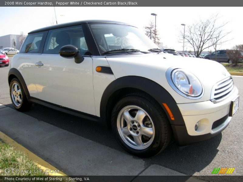 Pepper White / Checkered Carbon Black/Black 2008 Mini Cooper Hardtop