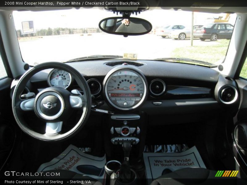 Pepper White / Checkered Carbon Black/Black 2008 Mini Cooper Hardtop