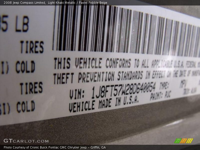Light Khaki Metallic / Pastel Pebble Beige 2008 Jeep Compass Limited