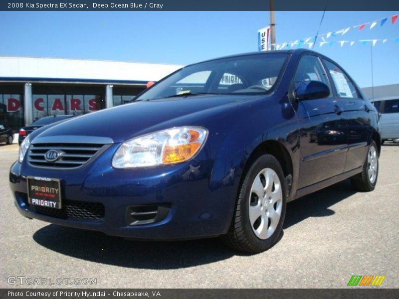 Deep Ocean Blue / Gray 2008 Kia Spectra EX Sedan