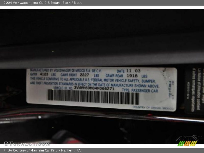 Black / Black 2004 Volkswagen Jetta GLI 2.8 Sedan