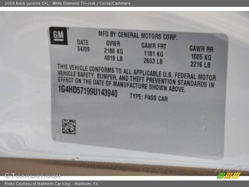 White Diamond Tri-coat / Cocoa/Cashmere 2009 Buick Lucerne CXL