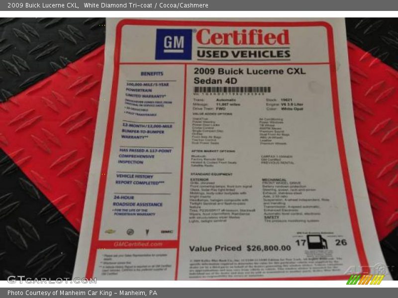 White Diamond Tri-coat / Cocoa/Cashmere 2009 Buick Lucerne CXL