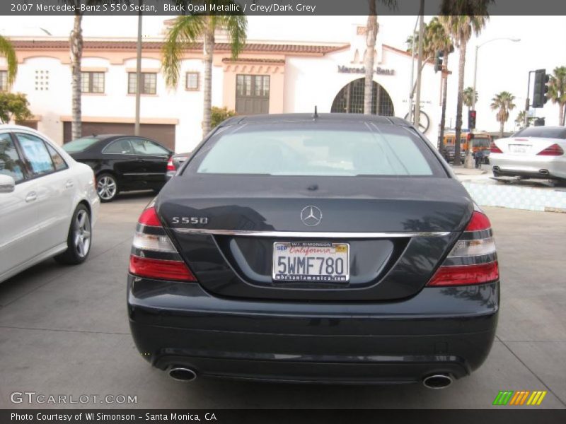 Black Opal Metallic / Grey/Dark Grey 2007 Mercedes-Benz S 550 Sedan