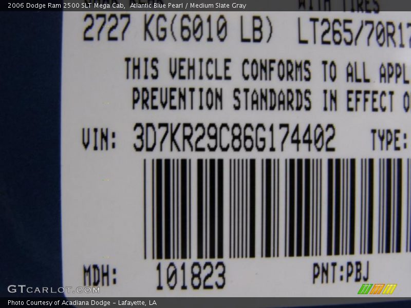 Atlantic Blue Pearl / Medium Slate Gray 2006 Dodge Ram 2500 SLT Mega Cab