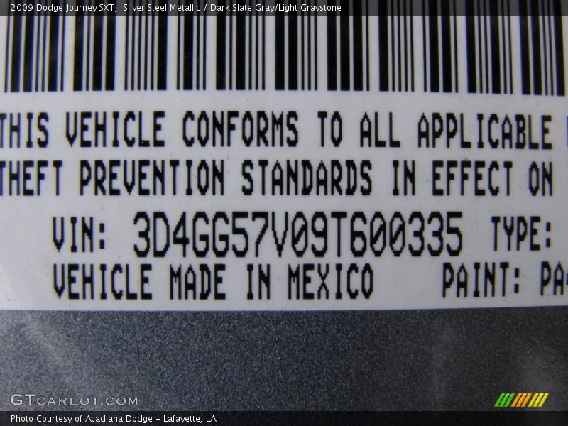 Silver Steel Metallic / Dark Slate Gray/Light Graystone 2009 Dodge Journey SXT