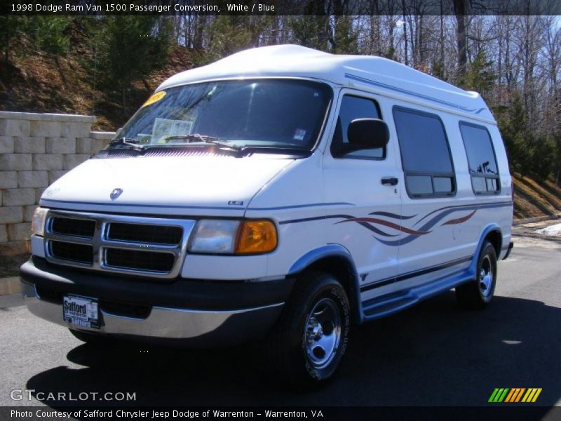 White / Blue 1998 Dodge Ram Van 1500 Passenger Conversion