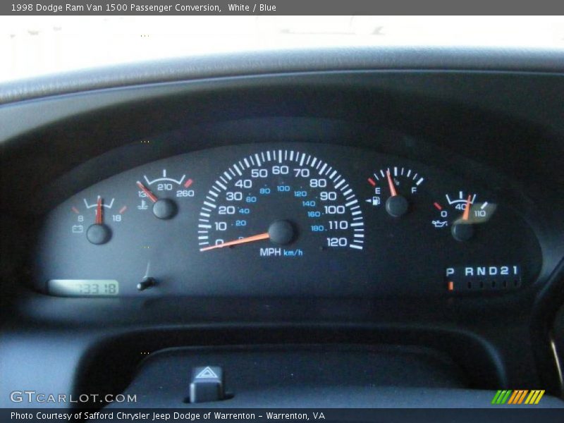 White / Blue 1998 Dodge Ram Van 1500 Passenger Conversion