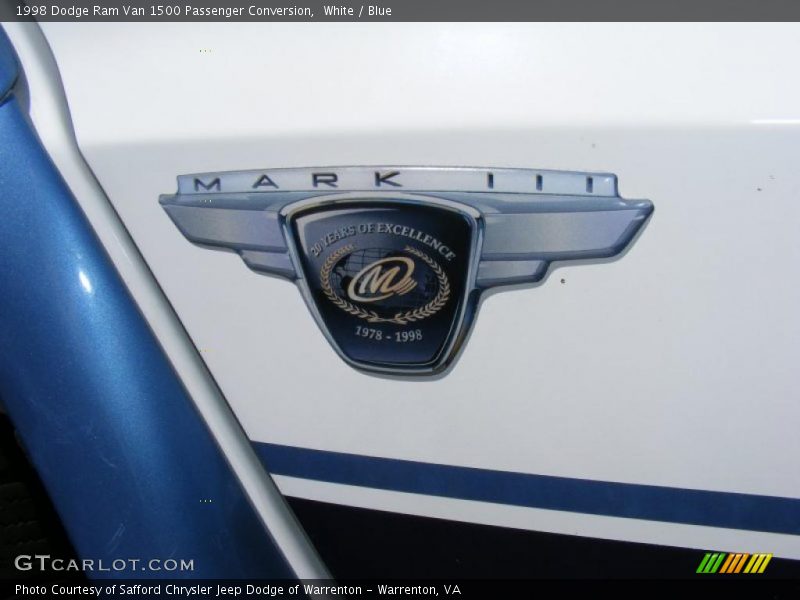 White / Blue 1998 Dodge Ram Van 1500 Passenger Conversion