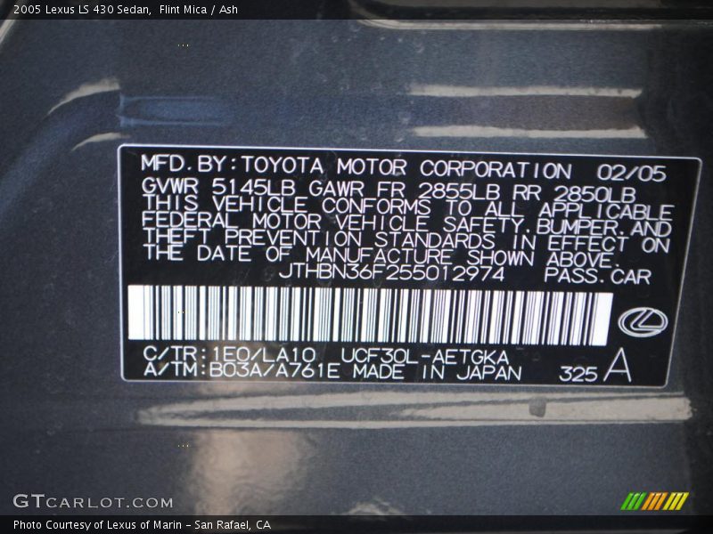 Flint Mica / Ash 2005 Lexus LS 430 Sedan