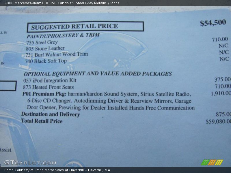 Steel Grey Metallic / Stone 2008 Mercedes-Benz CLK 350 Cabriolet