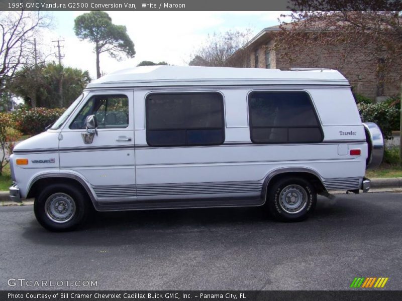 White / Maroon 1995 GMC Vandura G2500 Conversion Van