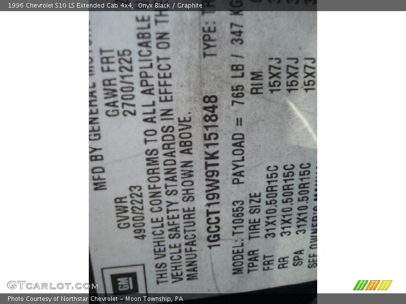 Onyx Black / Graphite 1996 Chevrolet S10 LS Extended Cab 4x4
