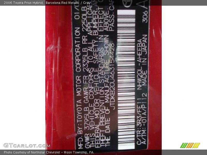Barcelona Red Metallic / Gray 2006 Toyota Prius Hybrid