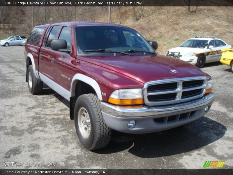Dark Garnet Red Pearl Coat / Mist Gray 2000 Dodge Dakota SLT Crew Cab 4x4