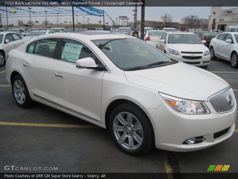 White Diamond Tricoat / Cocoa/Light Cashmere 2010 Buick LaCrosse CXL AWD