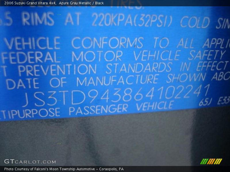 Azure Gray Metallic / Black 2006 Suzuki Grand Vitara 4x4