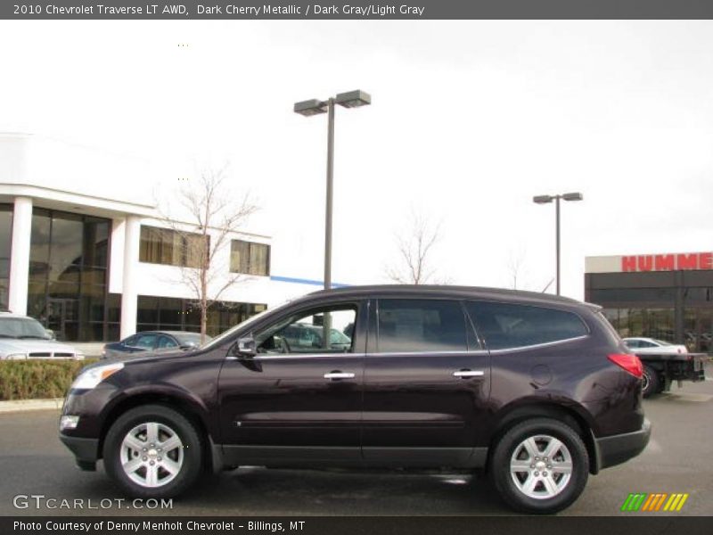 Dark Cherry Metallic / Dark Gray/Light Gray 2010 Chevrolet Traverse LT AWD