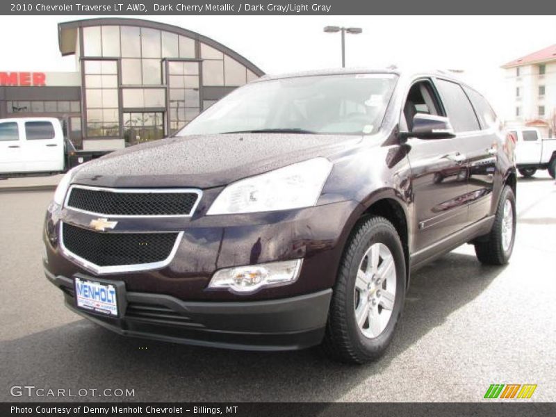 Dark Cherry Metallic / Dark Gray/Light Gray 2010 Chevrolet Traverse LT AWD